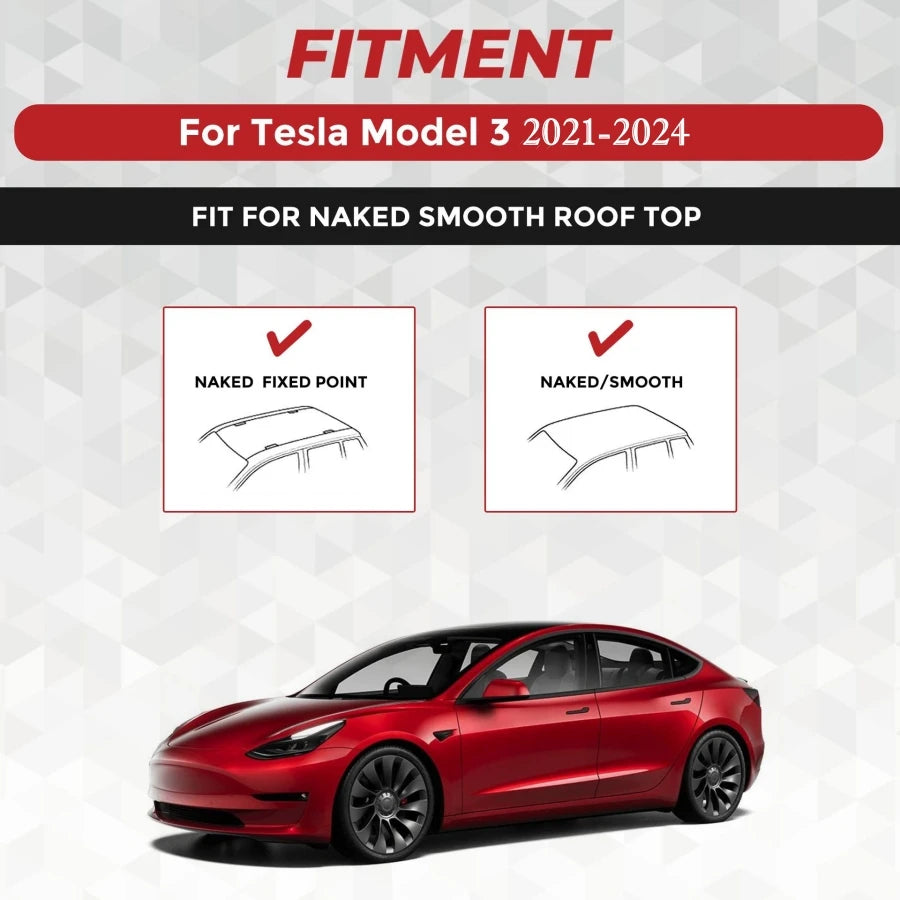 Aluminum Roof Rack Crossbars — Tesla Model 3 (2021–2025 incl. Highland)