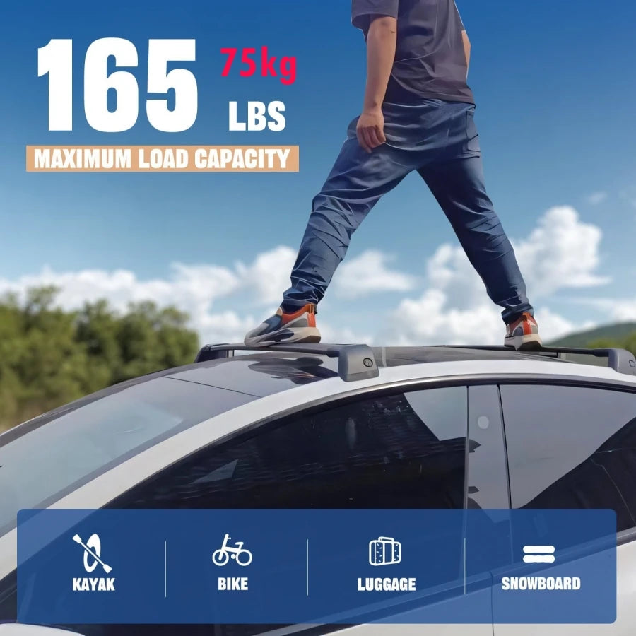Lockable Kayak & Bike Roof Rack — Tesla Model Y (2020–2025)