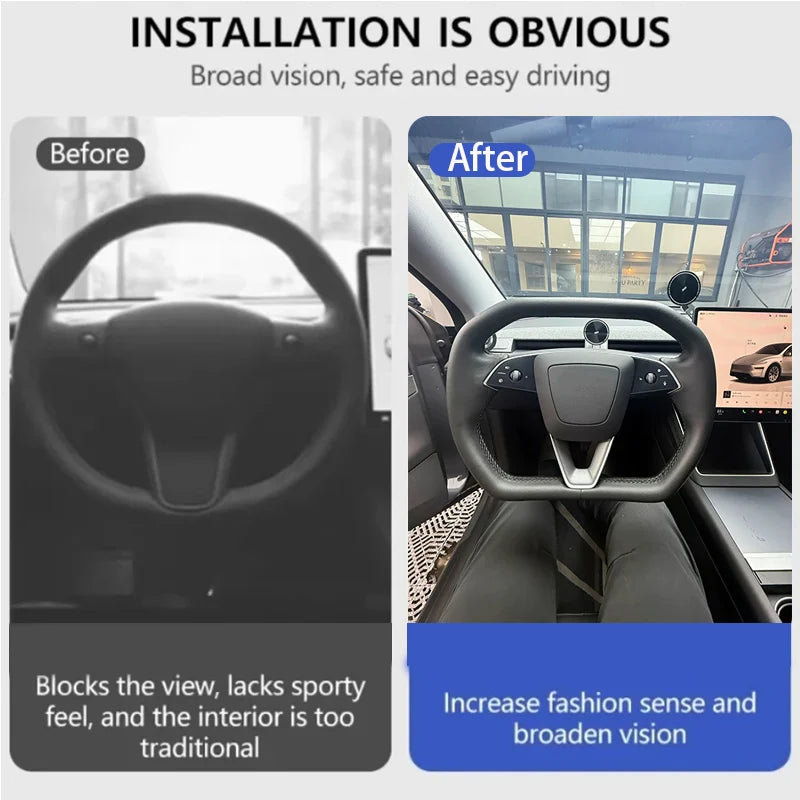 Cybertruck-Style Heated Nappa Yoke Steering Wheel — Model 3 Highland & Model Y Juniper