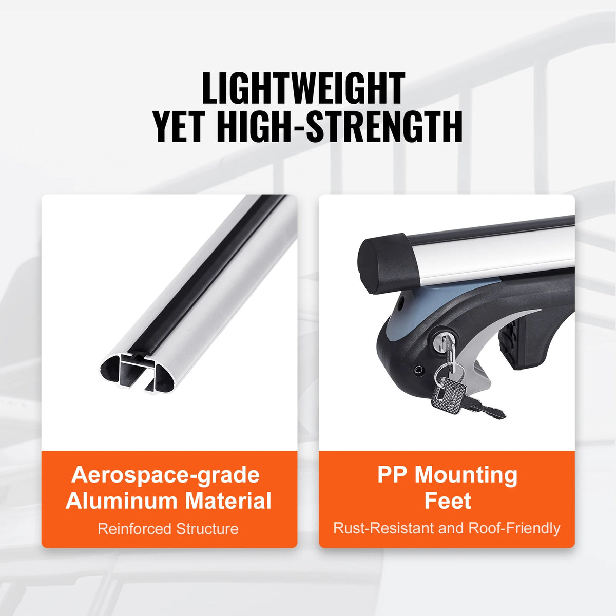 Adjustable Aluminum Roof Rail Crossbars — 200 lb Rated