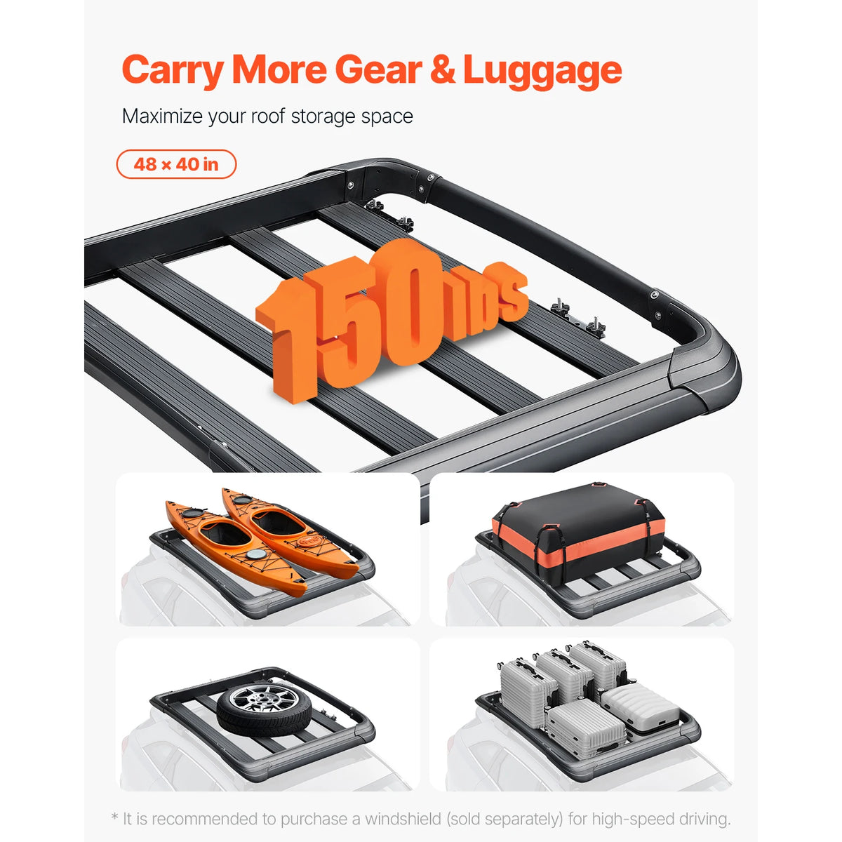 Universal Rooftop Cargo Basket 48 × 40" — Anti-Rust Steel