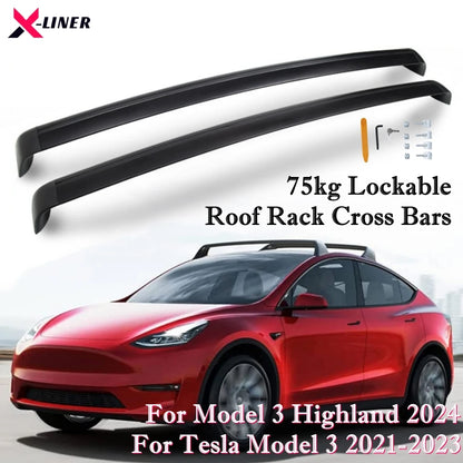 Aluminum Roof Rack Crossbars — Tesla Model 3 (2021–2025 incl. Highland)
