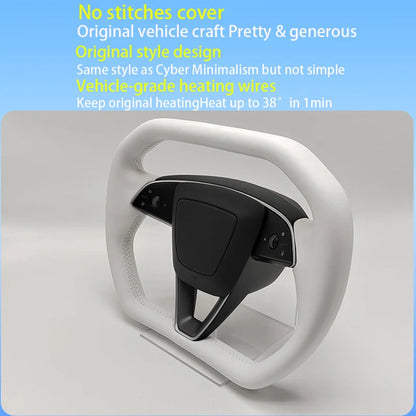Cybertruck-Style Heated Nappa Yoke Steering Wheel — Model 3 Highland & Model Y Juniper