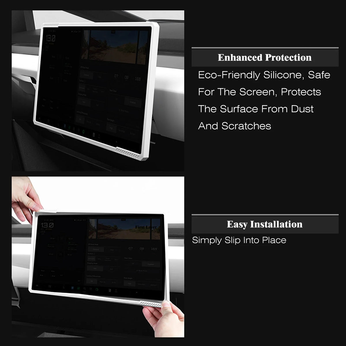 Cybertruck Center Screen Protector Frame — Silicone