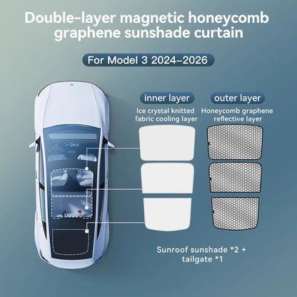 Glass Roof Sunshade — Tesla Model Y Juniper / Model 3 Highland (2024+)
