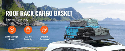 Heavy-Duty Rooftop Cargo Basket — 200 lb Capacity