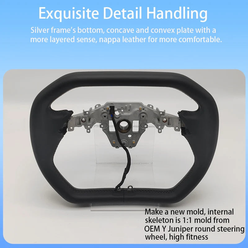 Cybertruck-Style Heated Nappa Yoke Steering Wheel — Model 3 Highland & Model Y Juniper