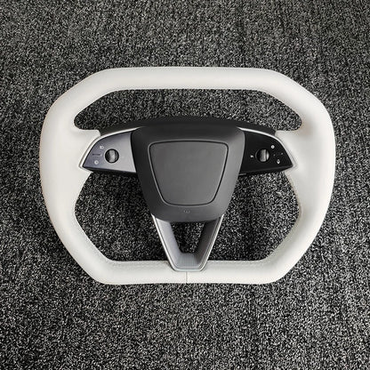 Cybertruck-Style Heated Nappa Yoke Steering Wheel — Model 3 Highland & Model Y Juniper
