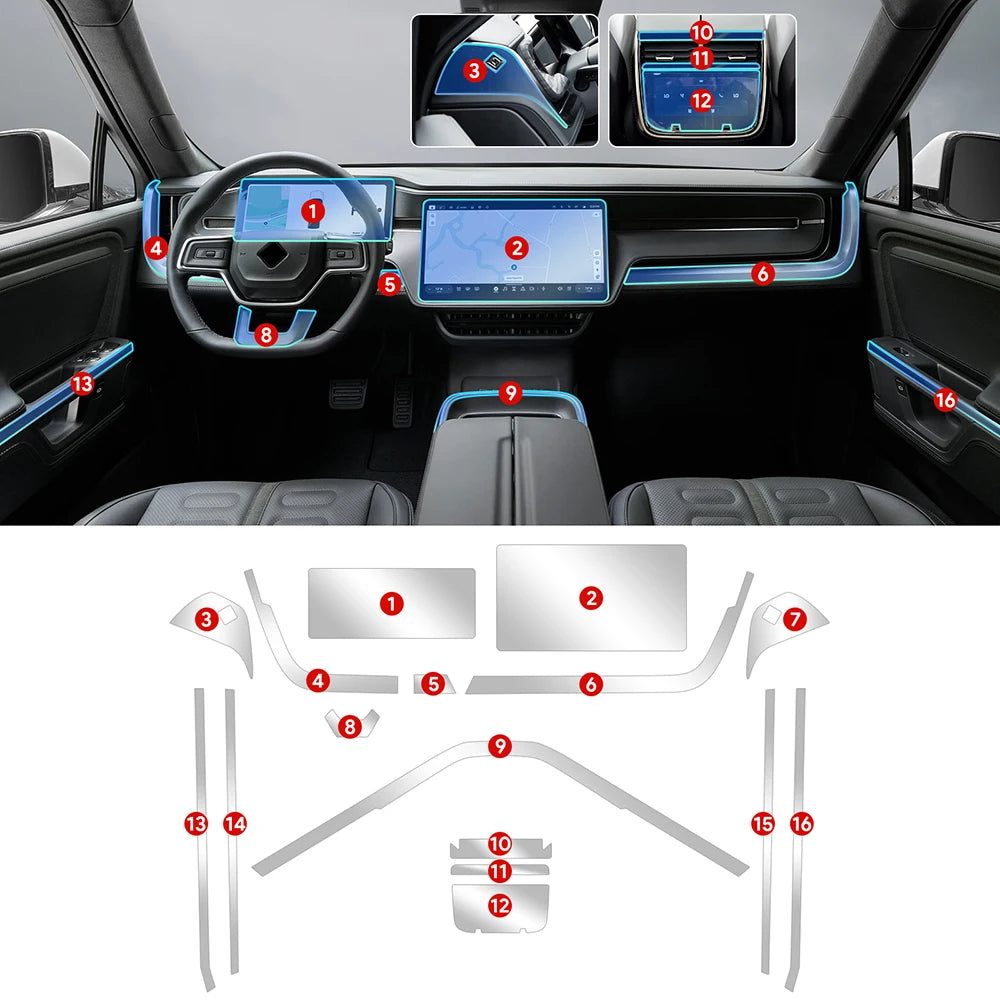 Rivian R1S Anti-Scratch Screen & Console Protective Film (2022–2025)