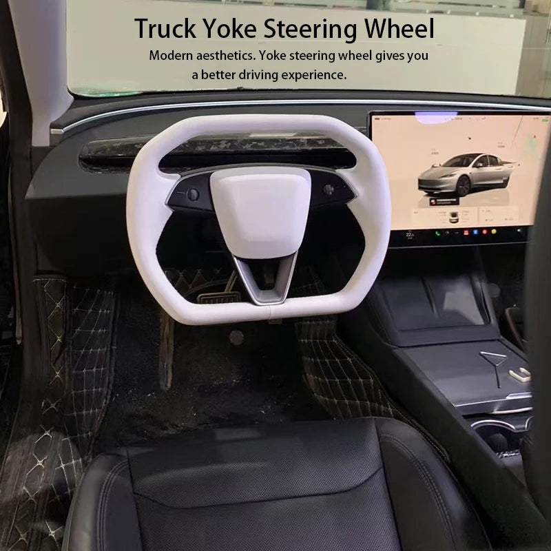 Cybertruck-Style Heated Nappa Yoke Steering Wheel — Model 3 Highland & Model Y Juniper