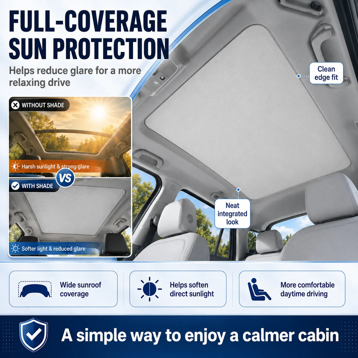 Ford Mustang Mach-E Glass Roof Sunshade — UV & Heat Blocking
