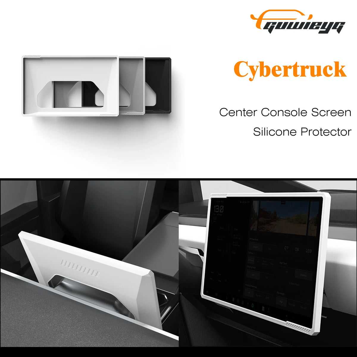 Cybertruck Center Screen Protector Frame — Silicone