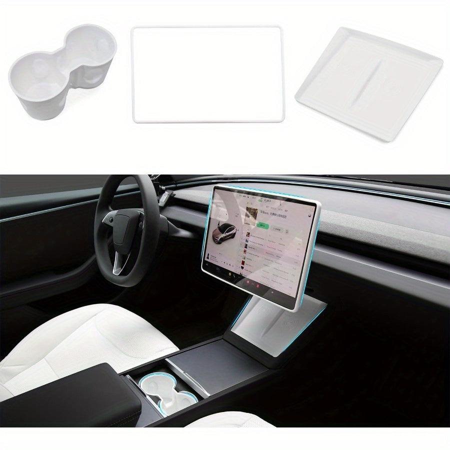 Console Upgrade Kit — Model 3 Highland & Model Y Juniper (Cup Insert, Screen Frame, Charging Mat)
