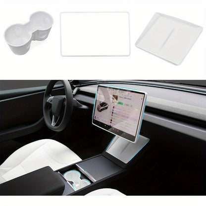 Console Upgrade Kit — Model 3 Highland & Model Y Juniper (Cup Insert, Screen Frame, Charging Mat)
