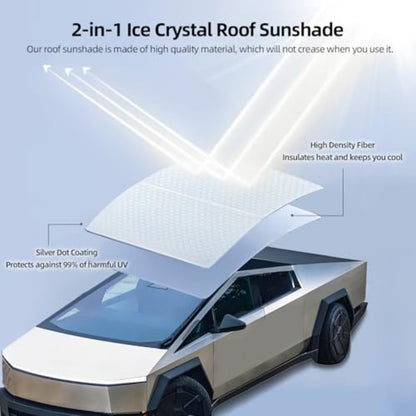 Cybertruck Glass Roof Sunshade — No-Sag Ice-Crystal 2-in-1
