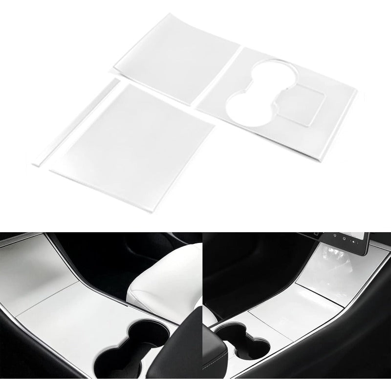 Center Console Wrap Kit — Piano White, Tesla Model 3 / Y (2017–2020)