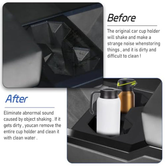 3pcs Console Organizer Compatible with 2024 Cybertruck Center Console Cup Holder Wireless Charger Mat Armrest Bottom Pad Cup Holders