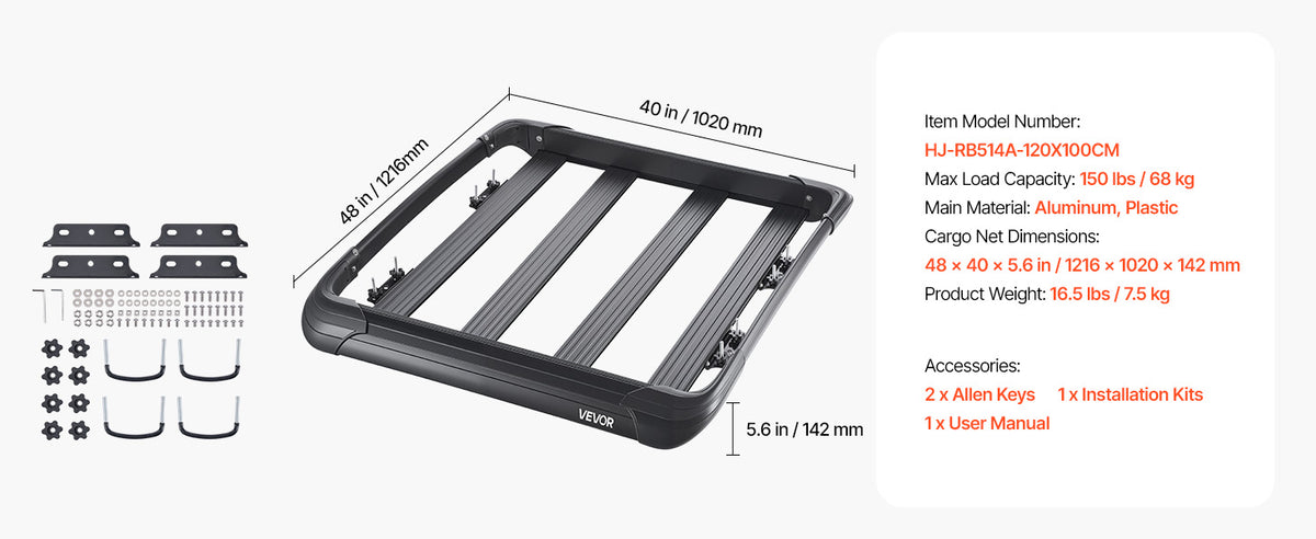 Universal Rooftop Cargo Basket 48 × 40" — Anti-Rust Steel