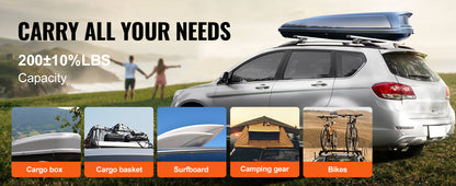Adjustable Aluminum Roof Rail Crossbars — 200 lb Rated