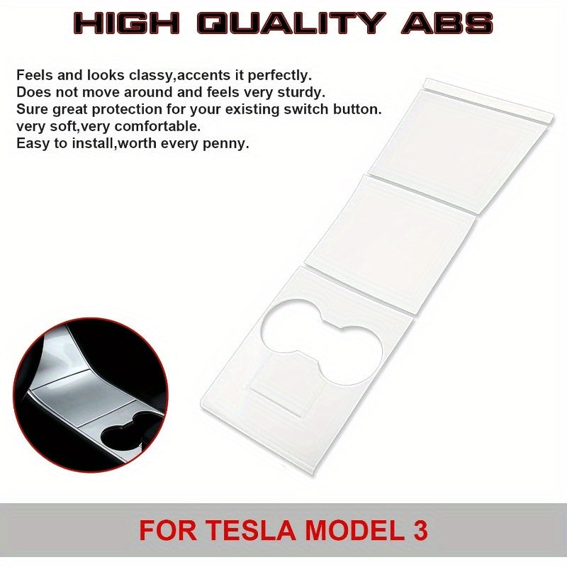 Center Console Wrap Kit — Piano White, Tesla Model 3 / Y (2017–2020)