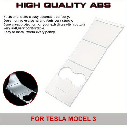 Center Console Wrap Kit — Piano White, Tesla Model 3 / Y (2017–2020)