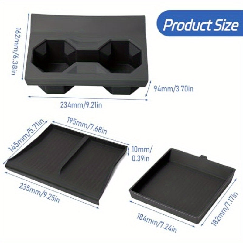 Cybertruck Console Organizer Kit — Cup Holders, Charging Mat & Armrest Pad
